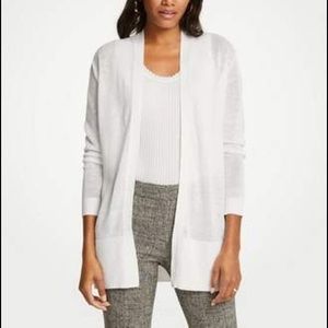 Ann Taylor Linen blend white open XL cardigan